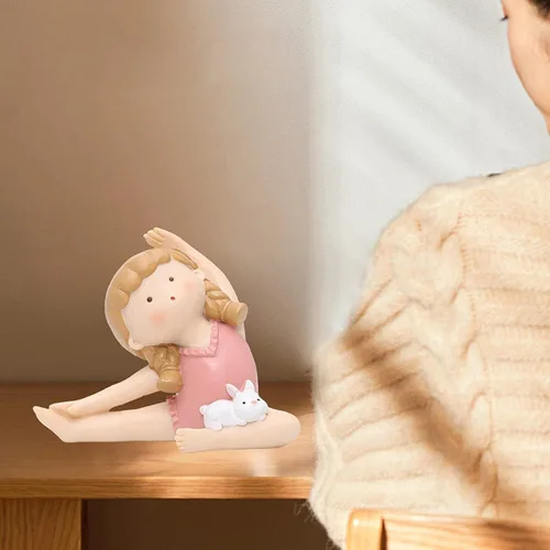 Miniatura 5 de Figuras de postura de yoga, encantadora estatua de conejo, escultura, figura de postura de yoga para decoración de regalos de oficina en casa