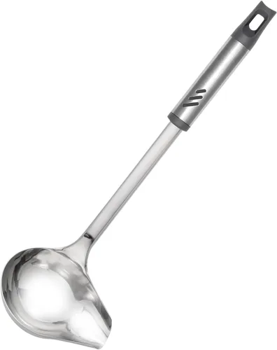 Miniatura 8 de KLB-ASB-123 Cucharón para salsa, cucharón de salsa de acero inoxidable con boquilla de vertido, cuchara de llovizna de 13.4 pulgadas para salsas