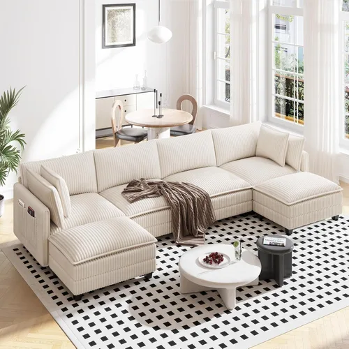 Miniatura 26 de Vesgantti 74" Cloud Couch for Living Room, 2 Seaters Deep Seat Sectional Modular Sofa, Double Cushion Corduroy Small Sofas Living Room Couches for