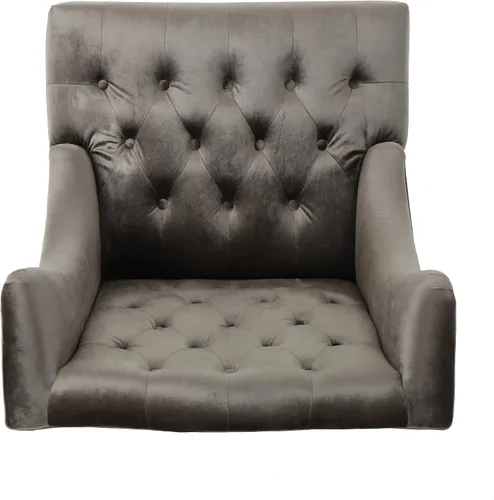 Miniatura 9 de Sillón decorativo de respaldo alto, forrado de tela, de Clarice, Terciopelo Gris