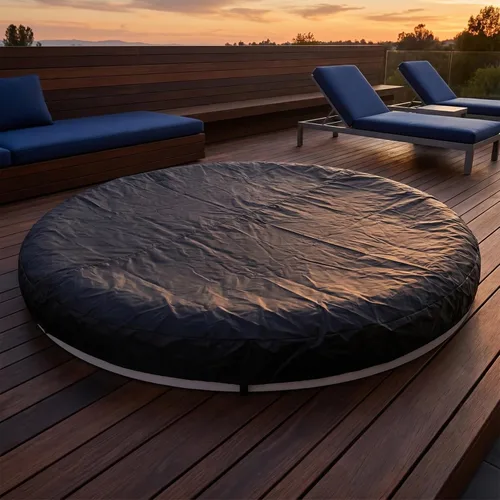 Miniatura 9 de DOITOOL Cubierta redonda para bañera de hidromasaje, cubierta antipolvo para piscina, resistente al agua, manta solar térmica, para vida al aire