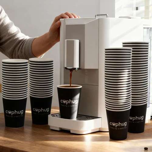 Miniatura 6 de Paquete de 300 vasos de papel desechables de 8 onzas, vasos de bebida caliente y fría para café, té, jugo, agua, tazas de café negras para oficina