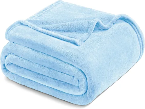 Miniatura 58 de Exclusivo Mezcla Manta de vellón para sofá, cama, súper suave y cálida, para uso en todas las estaciones, acogedora, afelpada, ligera, azul hielo