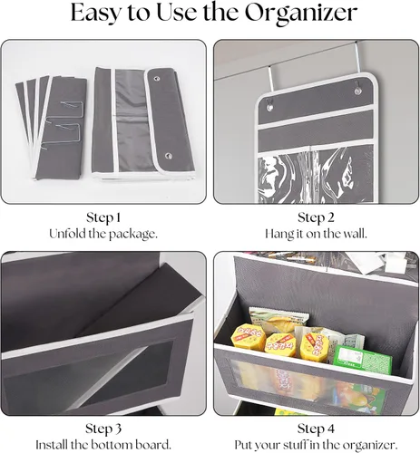 Miniatura 6 de Giraffe Creation Organizador para colgar sobre puerta con 4 bolsillos de gran capacidad, organizador de almacenamiento para colgar para armario
