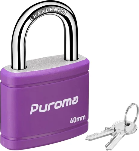 Miniatura 11 de Puroma Candado con llave con 2 llaves iguales, cerradura de casillero de 7/8 pulgadas, cerraduras de alta resistencia para puerta, cerrojo, caja