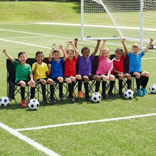 Miniatura 2 de Yaheetech Banco lateral plegable portátil de 6 asientos/8 asientos con respaldo y bolsa de transporte para deportes de equipo, fútbol, campamento