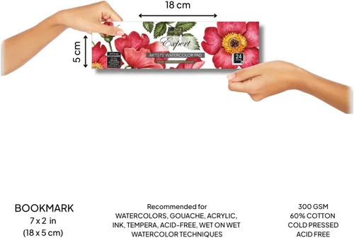 Miniatura 2 de Zen Sangam - Bloc de papel para bocetos (7.1 in x 2.0 in), acuarela, 300 GSM, 60% algodón, prensado en frío, 24 hojas (48 páginas), papel
