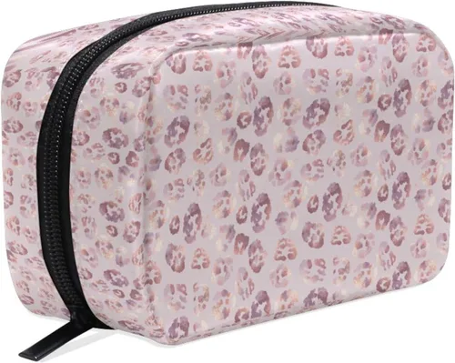 Miniatura 29 de MNSRUU Pequeña bolsa de cosméticos para niñas y mujeres, de viaje, con estampado de leopardo colorido, organizador de artículos de tocador