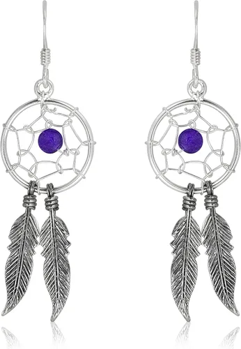 Miniatura 3 de WithLoveSilver - Aretes colgantes de plata de ley 925 con diseño de atrapasueños