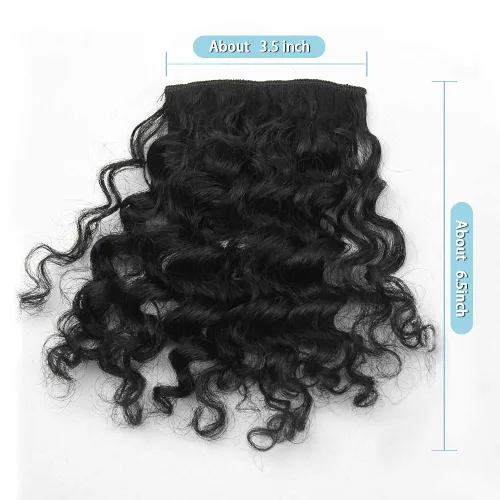 Miniatura 2 de Shinon Flequillo rizado de cabello humano con clip, extensiones de cabello real 10 A, color negro