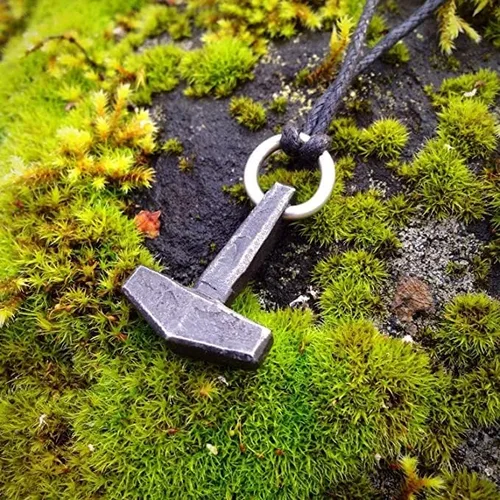 Miniatura 3 de Mjolnir - Colgante de acero forjado a mano, joyería vikinga, Acero aleado, otro