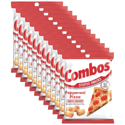 COMBOS Cheese Snacks - Paquetes de bocadillos horneados de pretzel de pizza de pepperoni, bocadillos de galletas de queso, bolsa de 6.3 onzas