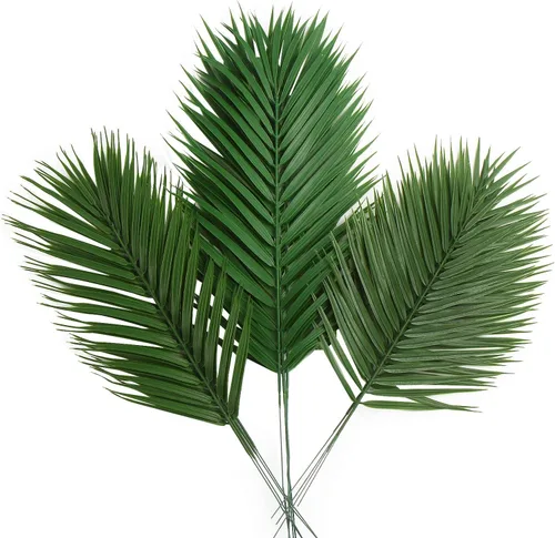 Miniatura 11 de CCINEE 24 piezas de hojas de palma artificiales doradas, 3 tamaños, hojas falsas de Monstera, simulación de hojas de safari con tallos