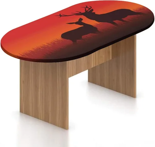 Miniatura 8 de Mantel ovalado ajustable para patio, decoración de cornamentas, funda de poliéster elástico, estampado de ciervos de cola blanca en desierto, se