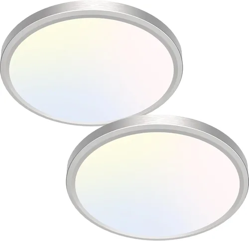 Miniatura 34 de Zemty Paquete de 8 lámparas de techo LED de montaje empotrado de 12 pulgadas, lámpara de techo súper delgada de 28 W 3200 lm, lámpara de techo Negro