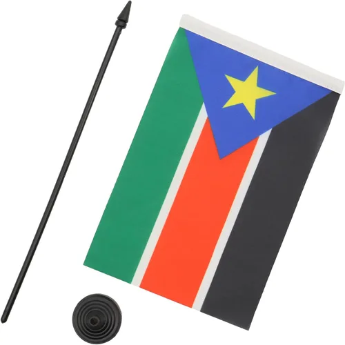 Miniatura 263 de AZ FLAG Sierra Leone Bandera de mesa 5'' x 8'' - Bandera de escritorio de Sierra Leona 21 x 14 cm - Bastón y base de plástico negro