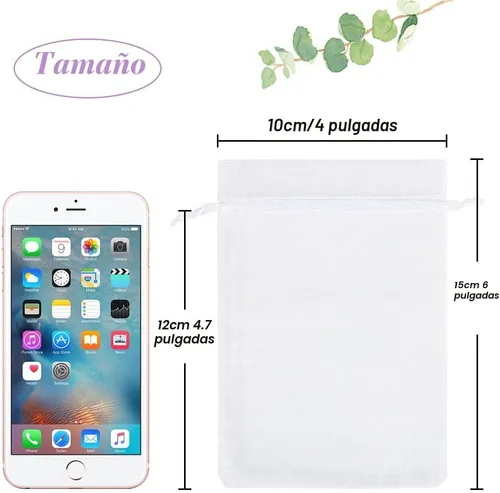 Miniatura 3 de Paquete de 100 bolsas de organza de HRX, 3.9 x 5.9 pulgadas, para regalos de Navidad, bodas, bolsos con cordón de regalo, bolsas de joyería, bolsas