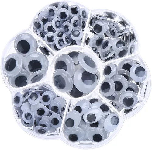 Miniatura 9 de Decora 1 caja de ojos de juguetes con autoadhesivo, surtido., Plástico, Blanco y Negro, S