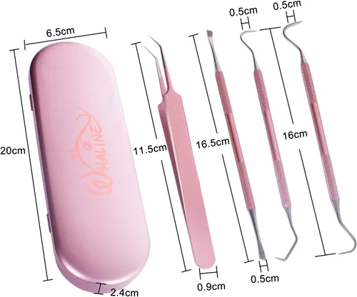 Miniatura 2 de Whaline Herramientas de vinilo de 4 piezas de precisión de acero inoxidable con estuche de vinilo para manualidades, kit de herramientas para Rosa