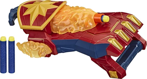 NERF Power Moves Marvel Avengers Captain Marvel Photon Blast Guantelete NERF Dart Lanzamiento de Dardos Juguete para Niños Juego de Rol, Juguetes