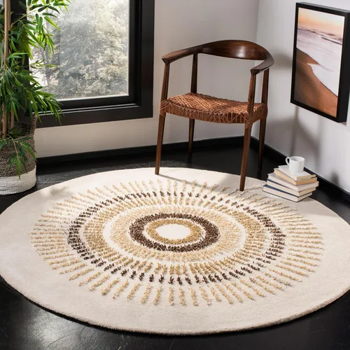 Miniatura 18 de SAFAVIEH Soho Collection SOH719B - Alfombra redonda de lana de primera calidad, hecha a mano, 6 pies, marrón y dorado Marrón/Oro