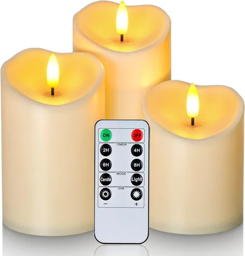 Miniatura 7 de Homemory Velas sin llama color burdeos, velas parpadeantes impermeables sin llama, velas LED de pilar para exteriores operadas por batería