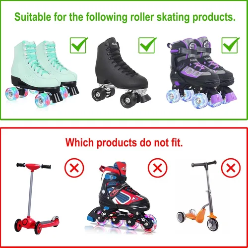 Miniatura 6 de Nattork Paquete de 8 ruedas de patinaje con luz de 82A de 2.126 x 1.260 in con rodamientos instalados luminosos cuádruples, accesorios de patinaje