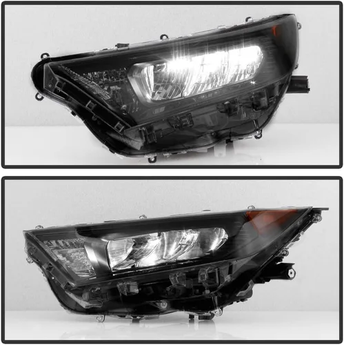 Miniatura 5 de ACANII - Para [estilo sin proyector] 2019-2021 Toyota RAV4 bisel negro LED faros delanteros montaje izquierda + derecha par