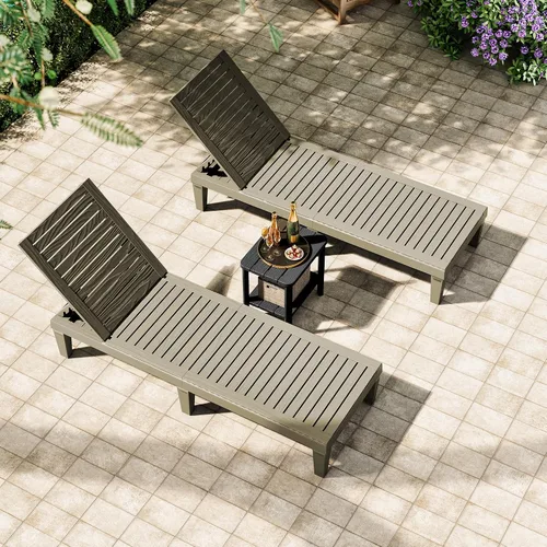 Miniatura 13 de NUNU LAB Juego de 6 tumbonas para exteriores, reclinables ajustables de 5 posiciones para patio con resina para todo tipo de clima, tumbonas