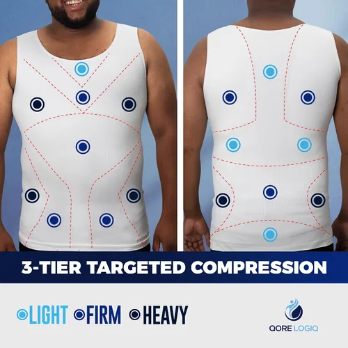 Miniatura 5 de QORE LOGIQ Camisas de compresión de ginecomastia para hombres, camiseta sin mangas adelgazante, moldeador de cuerpo, fajas para hombres, sujetador