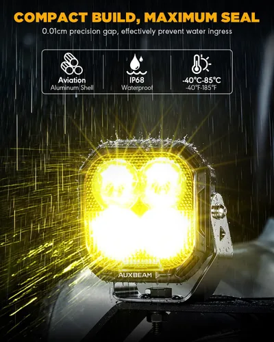 Miniatura 5 de Auxbeam Luces LED RGB en Cápsula de 3 Pulgadas, 7 Retroiluminación de Ciclo de Gradiente Dinámico, Combo Spot Flood de 116W, Luz de Conducción