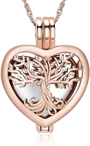 Miniatura 13 de shajwo Collar de cenizas de urna de árbol de la vida para mujeres y hombres, amado, dije conmemorativo de ceniza humana