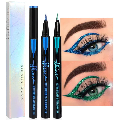 Miniatura 16 de evpct Delineador de ojos líquido cromático dúo, con purpurina de bronceador rosa, destello metálico brillante, sombra de ojos en lápiz, cambio