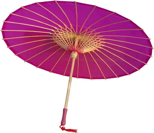 Parasol de tela de bambú liso, ideal para recuerdos de fiesta de boda (fucsia)
