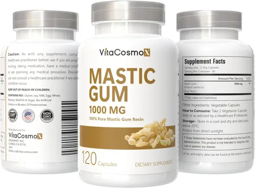 Miniatura 2 de Cápsulas de goma mastica, 1000 mg, 120 cápsulas vegetarianas, sin OMG y sin gluten