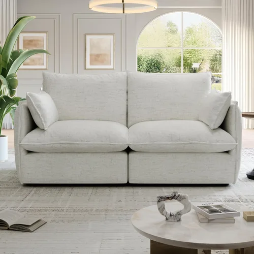 Miniatura 28 de Cloud - Sofá modular modular con relleno de plumón, sofá biplaza con respaldo alto y otomana, moderno sofá modular con funda extraíble, gris oscuro