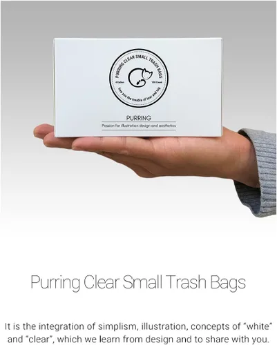 Miniatura 7 de Purring Bolsas de basura pequeñas transparentes con dibujo estético de ilustración simple, bolsas de basura de 4 galones con dispensación rápida