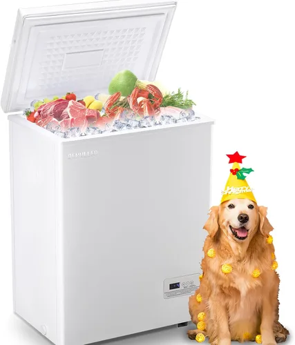 Miniatura 8 de Congelador de cofre profundo con 2 cestas extraíbles, mini congeladores pequeños con termostato electrónico (bajo a -12 ℉) y tapa que se mantiene