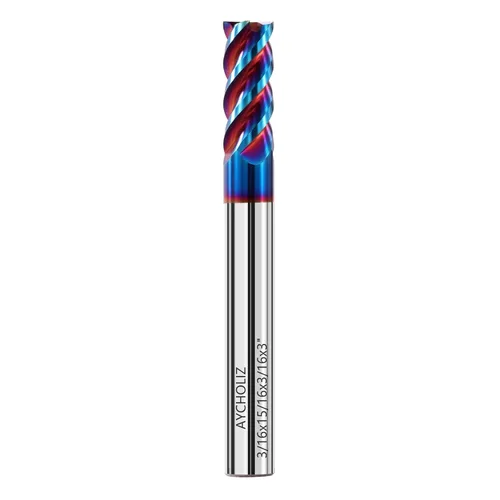 Miniatura 9 de Juego de fresas de extremo cuadrado de carburo sólido de 1/2 "65HRC extralarga de 4 pulgadas, cortador de fresado CNC de 4 flautas para acero