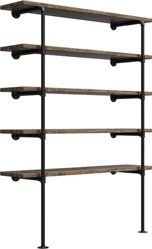Estante de tubo de hierro retro industrial para montaje en pared, estantería abierta de bricolaje, soporte colgado, estantes de cocina para mejoras