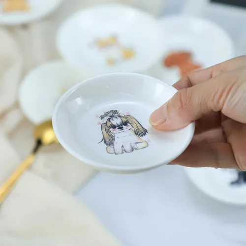Miniatura 4 de Divertidos platos de cerámica con diseño de perros lindos de caricaturas, platos de condimentos, cuencos de salsa de soja para sushi, platos