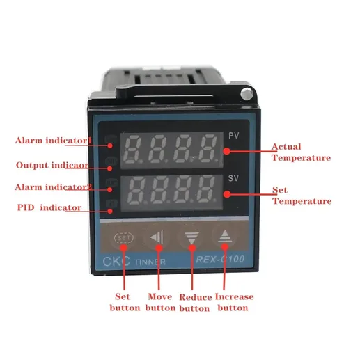 Miniatura 5 de REX-C100 - Termostato digital PID, salida SSR, relé SSR, sonda de termopar K (color: C100, juego 1)
