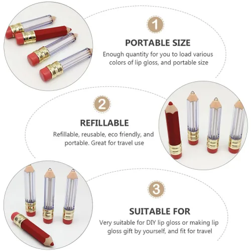 Miniatura 7 de DOITOOL 20 unidades de mini recipientes vacíos de brillo de labios reutilizables transparentes en forma de lápiz vacío para brillo de labios frascos