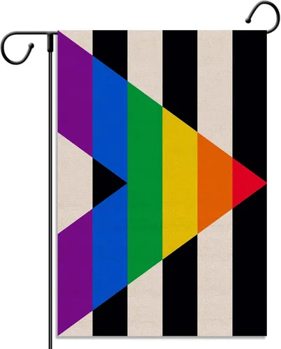 Bandera de jardín del orgullo aliado LGBT, arco iris, LGBTQ, alianza gay, soporte vertical de doble tamaño, decoración para exteriores
