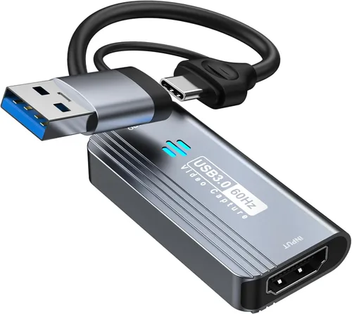 Papeaso Tarjeta de captura de video, 4K HDMI a USB/USB C 3.0, dispositivo de captura de video 1080P 60FPS, para transmisión, enseñanza, juegos,