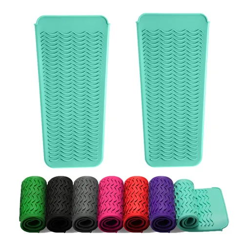 ZAXOP Paquete de 2 bolsas de silicona resistentes al calor para plancha plana, rizador, alisador de cabello, varitas para rizar el cabello, Verde