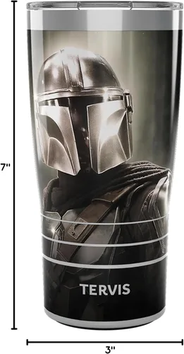 Miniatura 9 de Tervis Traveler - Vaso aislado de triple pared cromado The Mandalorian de Star Wars mantiene las bebidas frías y calientes, 20 onzas, acero