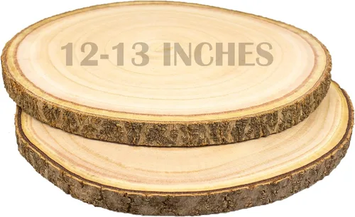 Miniatura 9 de 2 piezas de rodajas de madera grandes para centros de mesa de 11-12 pulgadas, rodajas redondas de madera para decoración de mesas, círculos