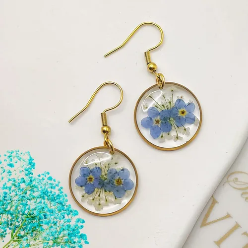 Miniatura 13 de Pendientes de flores prensadas hechos a mano para mujer