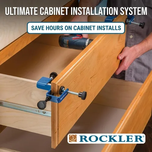 Miniatura 3 de Rockler Abrazaderas de instalación de cajones de gabinete, cajón derecho, izquierdo, herramientas de gabinete, acero, cajón delantero de plástico